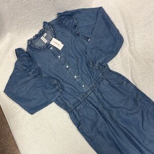Janie and Jack ruffle chambray jumpsuit nwt size 7 girls